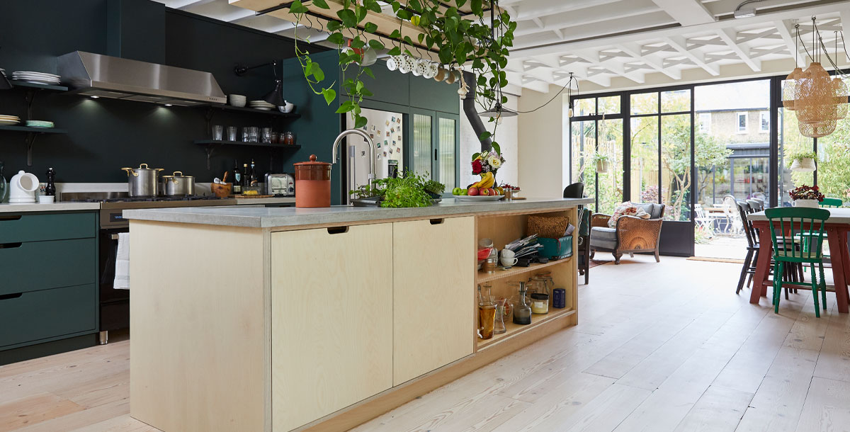 eco-friendly kitchens: The Main Company uses sustainable plywood for kitchen cabinets
