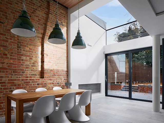 basement extension with dining room and roof light - grand designs
