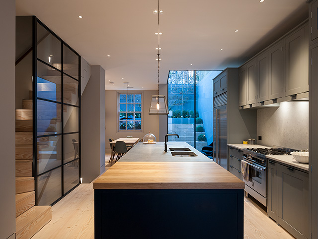 Kitchen in a modern basement extension - grand designs