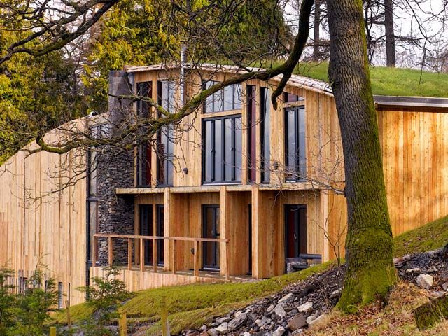 the exterior of the dome house at lake windermere in lake district from grand designs channel 4 series10 ep 8