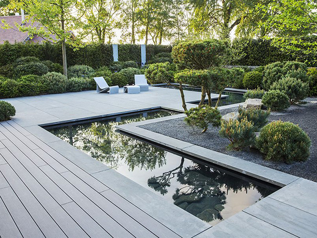 modern garden with exterior composite decking - grand designs - home improvement