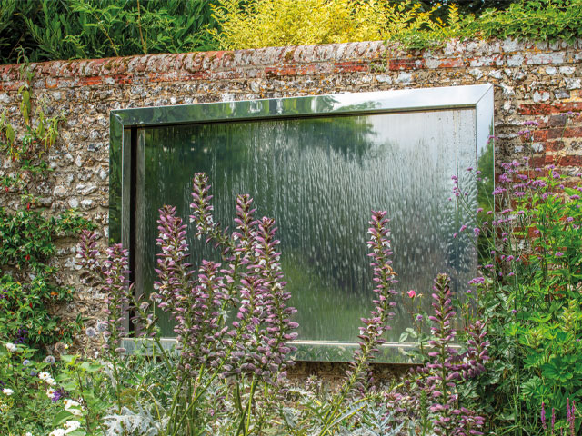 stainless steel water wall by David Harber 