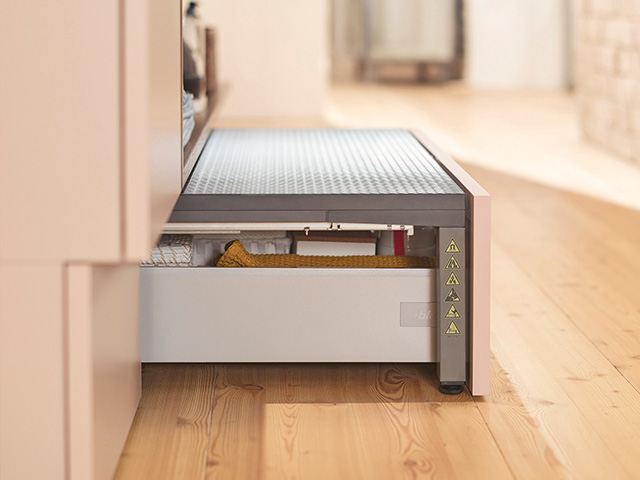 Blum SPACE STEP plinth storage with built-in step