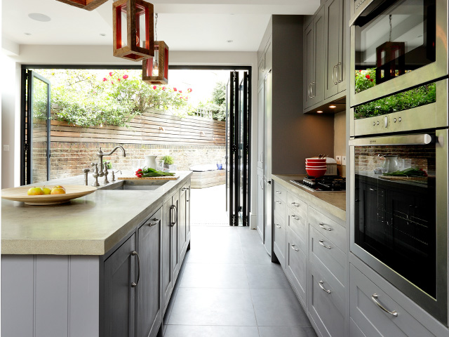 period house kitchen extension with bifold door onto patio 