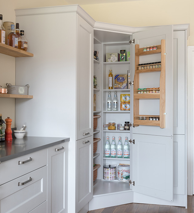 corner pantry in traditional kitchen - grand designs