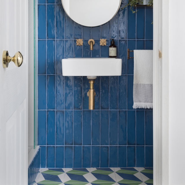 small bathroom ideas: bold tiles can make a small space feel bigger