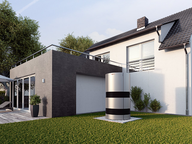 air source heat pump outside of modern home - green homes grant - grand designs 