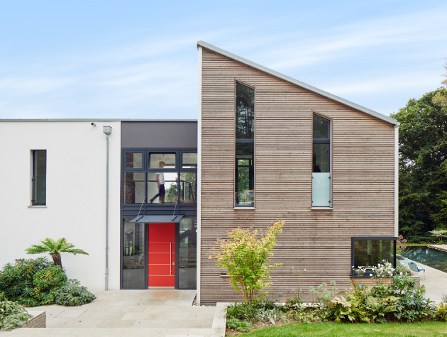 exterior of modern prefabricated house