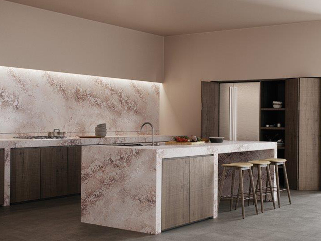 pink marble worktop - how to successfully use colour in a kitchen design - home improvements - granddesignsmagazine.com