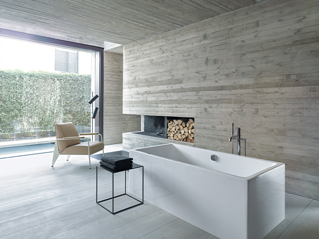spa bathroom ideas: natural materials and muted palette for contemporary spa-style bathroom