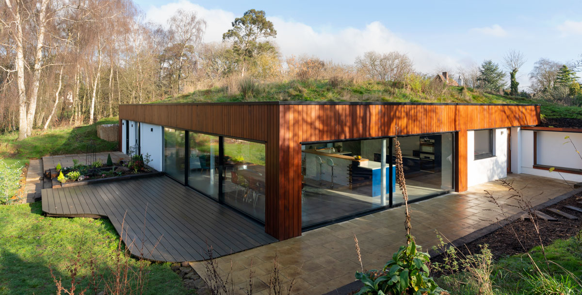 Exterior of the Grand Designs self-heating house in Bletchley