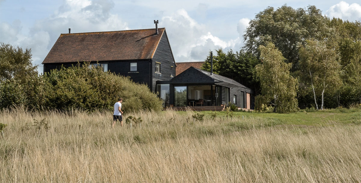 rural house with air source heat pump