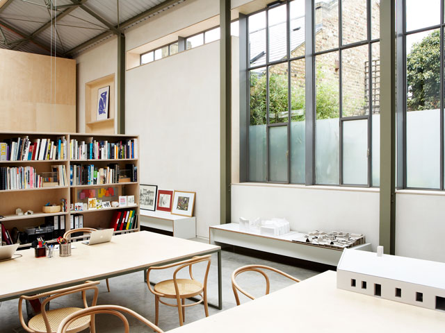 An office area in the converted Grand Designs workshop