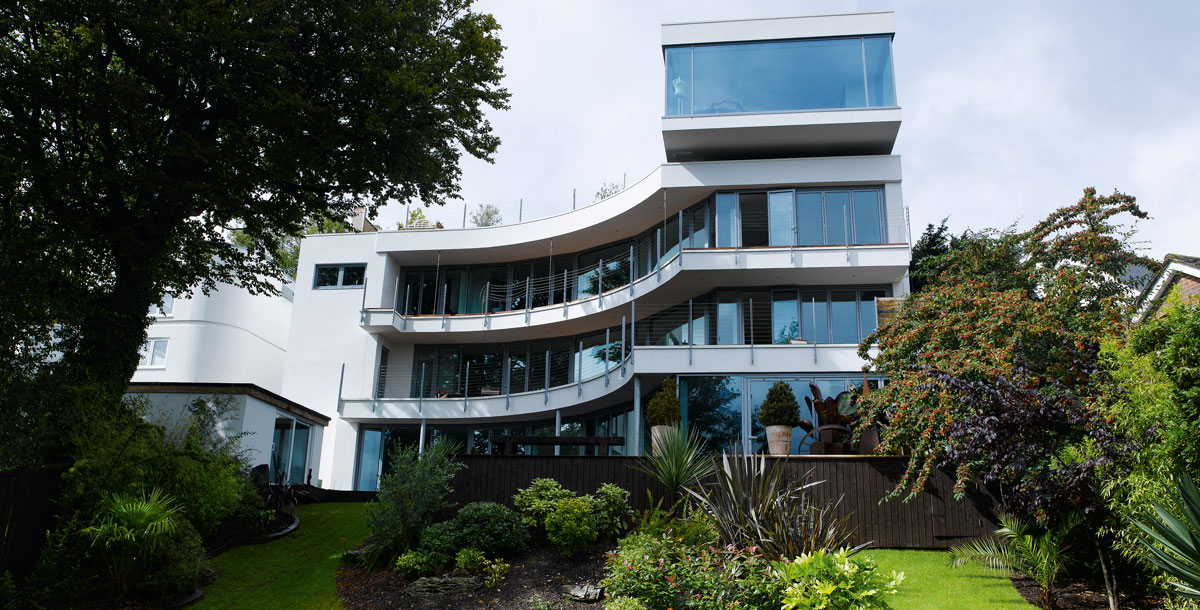 Looking up the hillside to the Grand Designs Brighton mansion