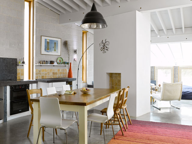 The dining room of the eco house in Boxford from Grand Designs