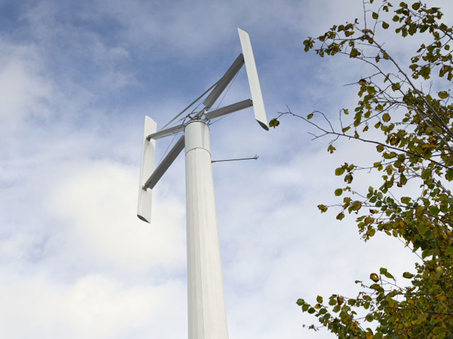 The arc: installing a more efficient wind turbine than originally planned turned out to be problematic