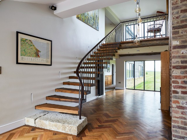 timber floating staircase made from upcylced timber