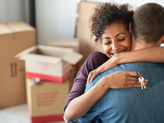 young couple moving into their dream home