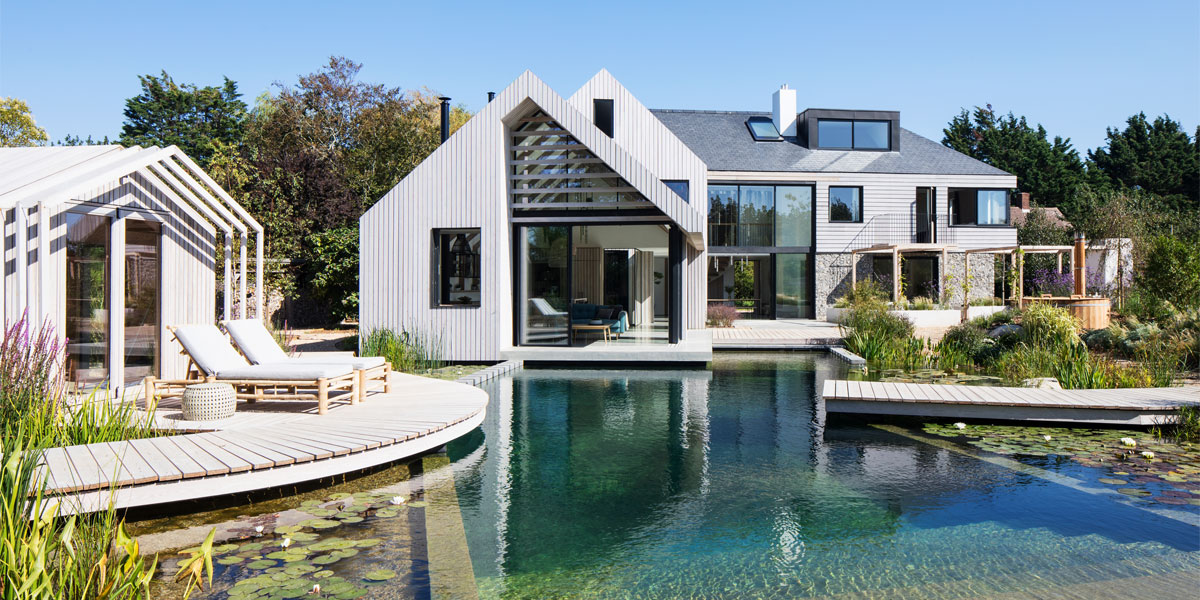 The Grand Designs West Sussex pond house has a beautiful natural swimming pool