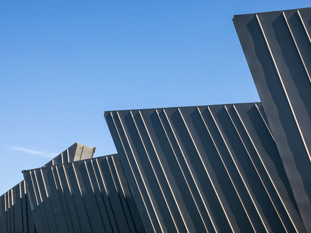 Metal exterior of the shard house in Devon from the new series of Grand Designs