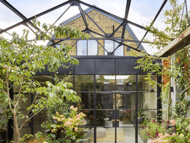 Industrial pergola in a converted dairy, South London. Photo: Darren Chung
