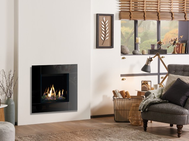 Contemporary fireplace. Gas stove