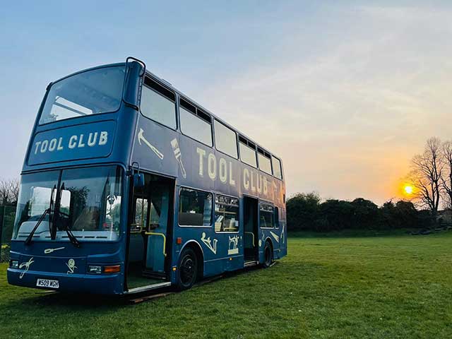 Tool Club bus at Grand Designs Live on field