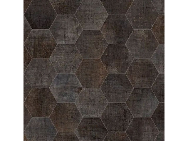 Still life of dark bronze hexagonal tile from European Tiles 