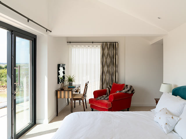 Master bedroom of grand designs Essex flood proof house