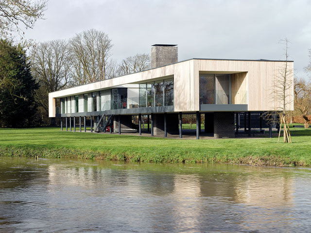 flood proof house in berkshire on stilts, as shown on grand designs house of the year 2021