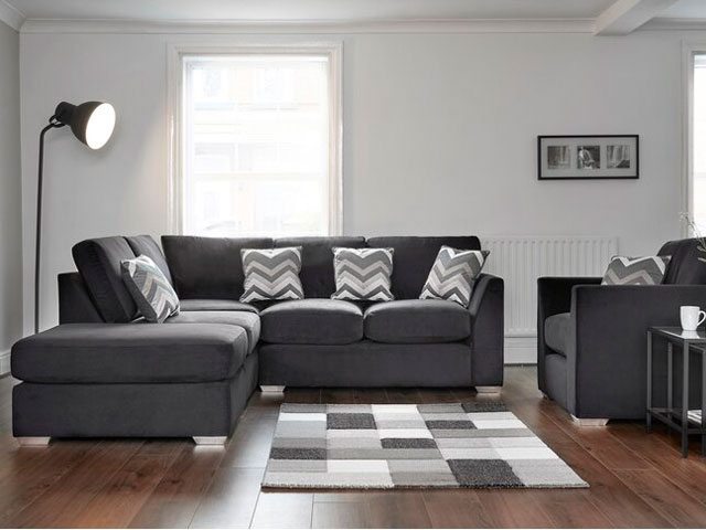 grey sofa with chrome feet from wayfair