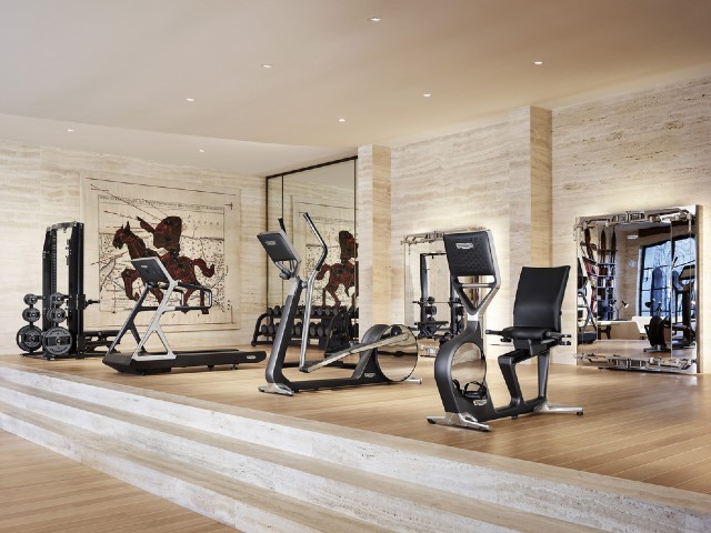 luxury home gym equipment by technogym in a large modern home
