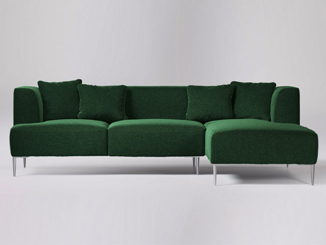 velvet green l-shaped infinity sofa from swoon