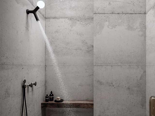 Black showers and taps wall mounted in black with LED light