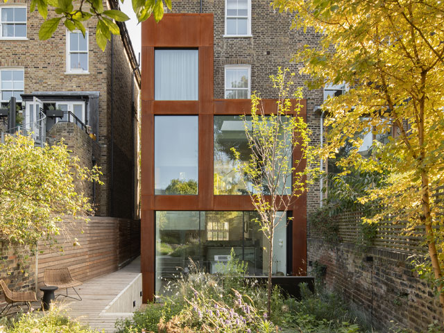 extension with corten steel cladding on a victorian house in Hackney, east London