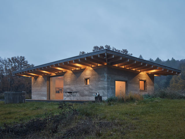 a low carbon hempcrete house built in the forest in Czech Republic