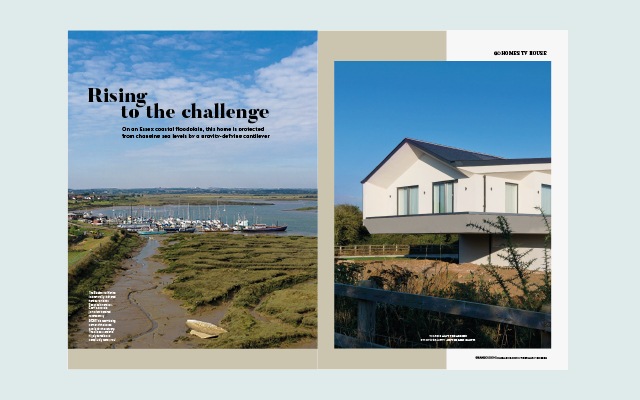 Grand Designs magazine layout showing a house on the Essex coast