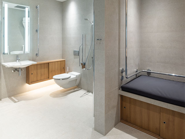 Accessible bathroom in a Hampshire self-build