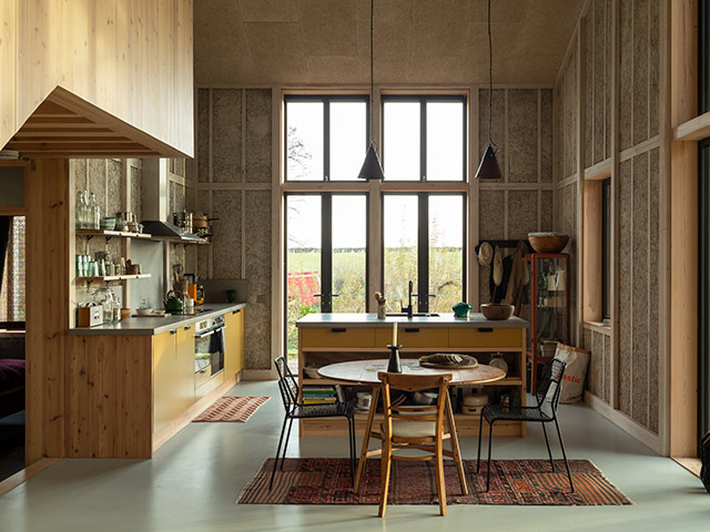 Flat house inside built using natural materials