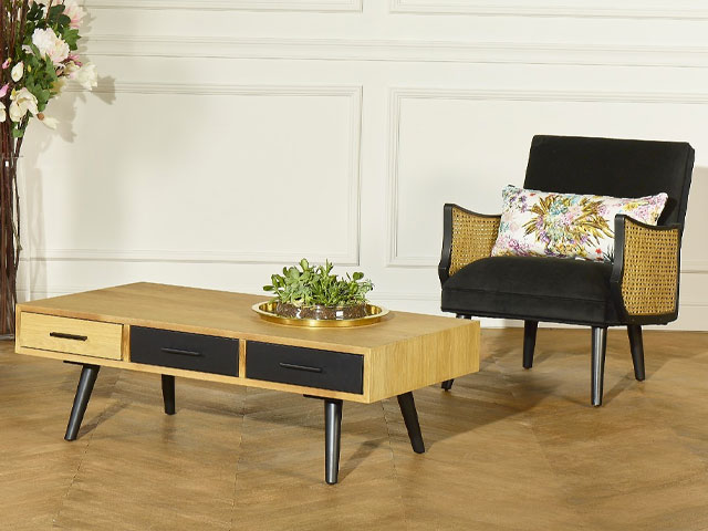 coffee table with storage in mid-century modern style