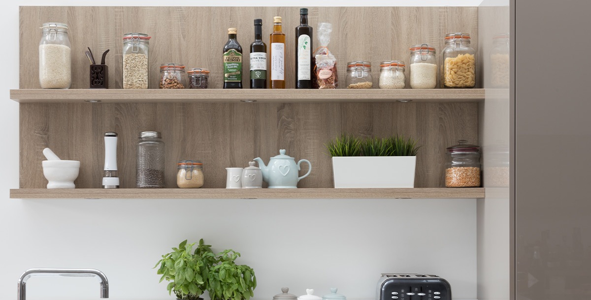 space-saving kitchen ideas - open shelving