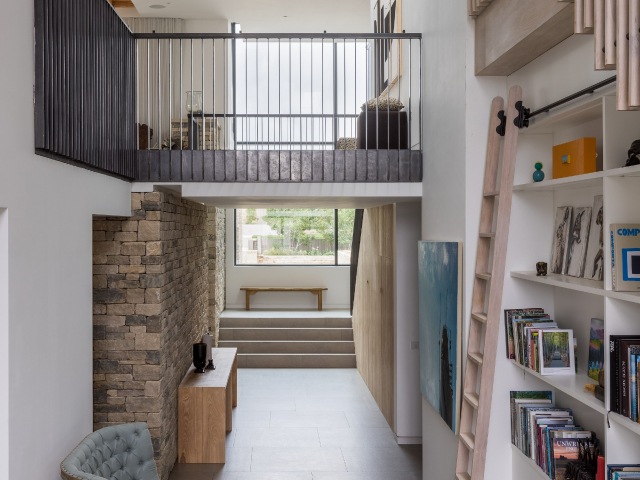 double-height atrium in a house built to passivhaus standards