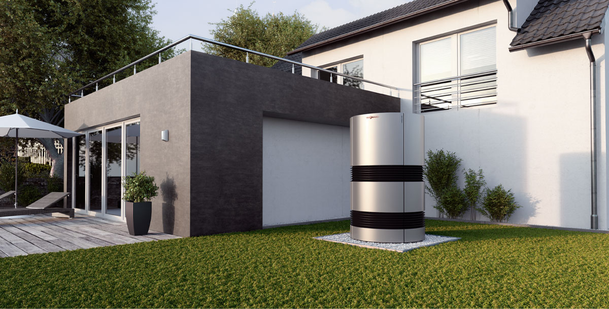 Viessmann’s Vitocal 300-A air source heating system is intended for installation in the garden, and has exceptional efficiency. With a nominal heat output of 7-8.5kW, it can be combined with a solar PV system to further reduce costs