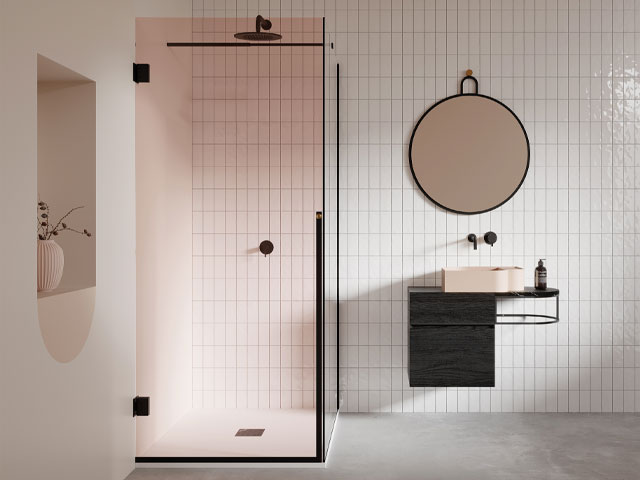 bathroom trends 2022: coloured glass shower panels