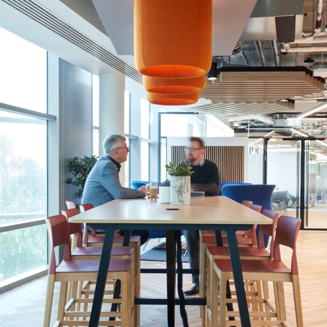 noise absorbing acoustic pendant lighting reduces noise in the office