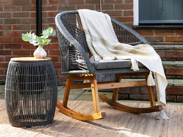 trending garden furniture: grey garden rocking chair from Amara
