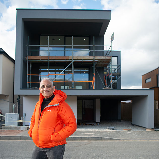 Jitinder outside his home on Grand Designs, The Streets