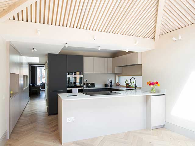 Eco kitchen extension space with ceiling 