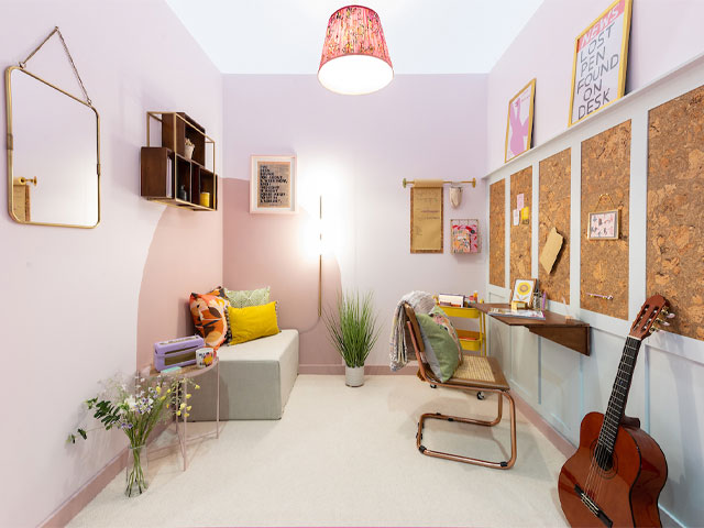 Danielle Reales' pale pink home office design at Grand Designs Live 2022