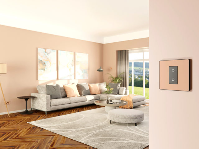 screwless light switch in rose gold with touch-control